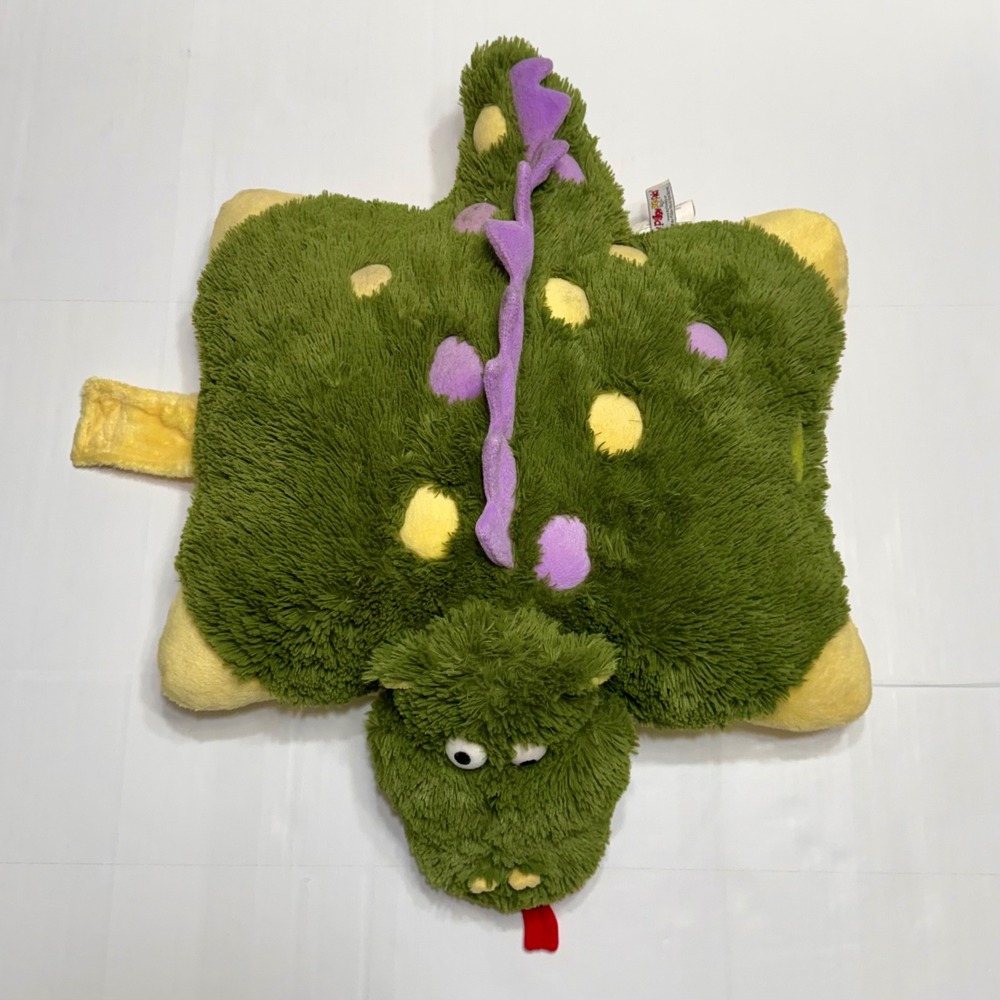My Pillow Pets Dizzy Dragon Plush Green Purple Yellow Spotted Large Toy 2009 - Picture 6 of 11